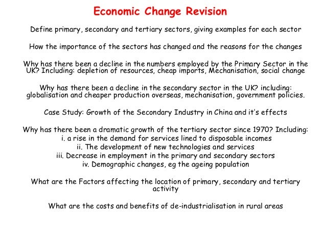 features of primary sector why has the secondary sector declined
